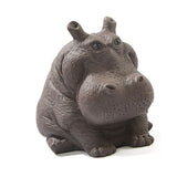 Hippo Figurine Purple Clay Ceramic Tea Pet Sculpture Hippo Statue Desktop Ornament for Tea Set Accessories Home Tea Tray Decor - Front View