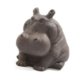 Hippo Figurine Purple Clay Ceramic Tea Pet Sculpture Hippo Statue Desktop Ornament for Tea Set Accessories Home Tea Tray Decor - Top-Down View