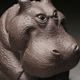 Hippo Figurine Purple Clay Ceramic Tea Pet Sculpture Hippo Statue Desktop Ornament for Tea Set Accessories Home Tea Tray Decor - 45-Degree Angle