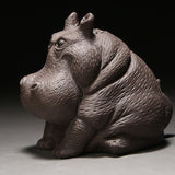 Hippo Figurine Purple Clay Ceramic Tea Pet Sculpture Hippo Statue Desktop Ornament for Tea Set Accessories Home Tea Tray Decor - Extra Image