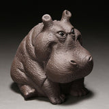 Hippo Figurine Purple Clay Ceramic Tea Pet Sculpture Hippo Statue Desktop Ornament for Tea Set Accessories Home Tea Tray Decor - Extra Image