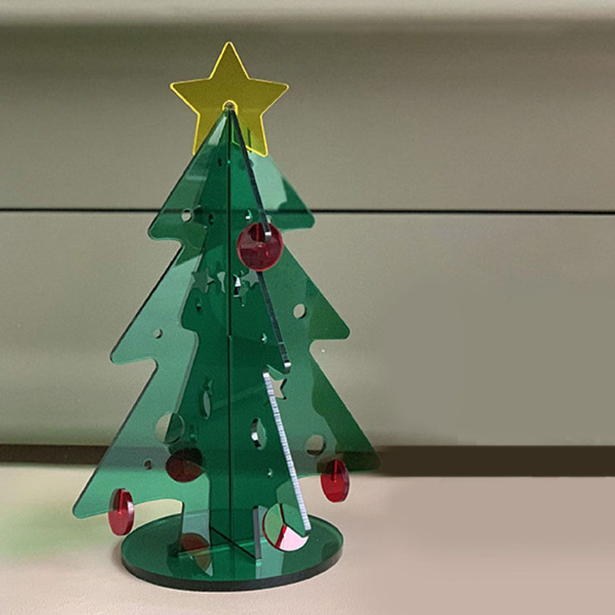 Acrylic Christmas Tree DIY Kit Mini Simple Installation Desktop Christmas Tree for Gift Decoration S 80x110mm
