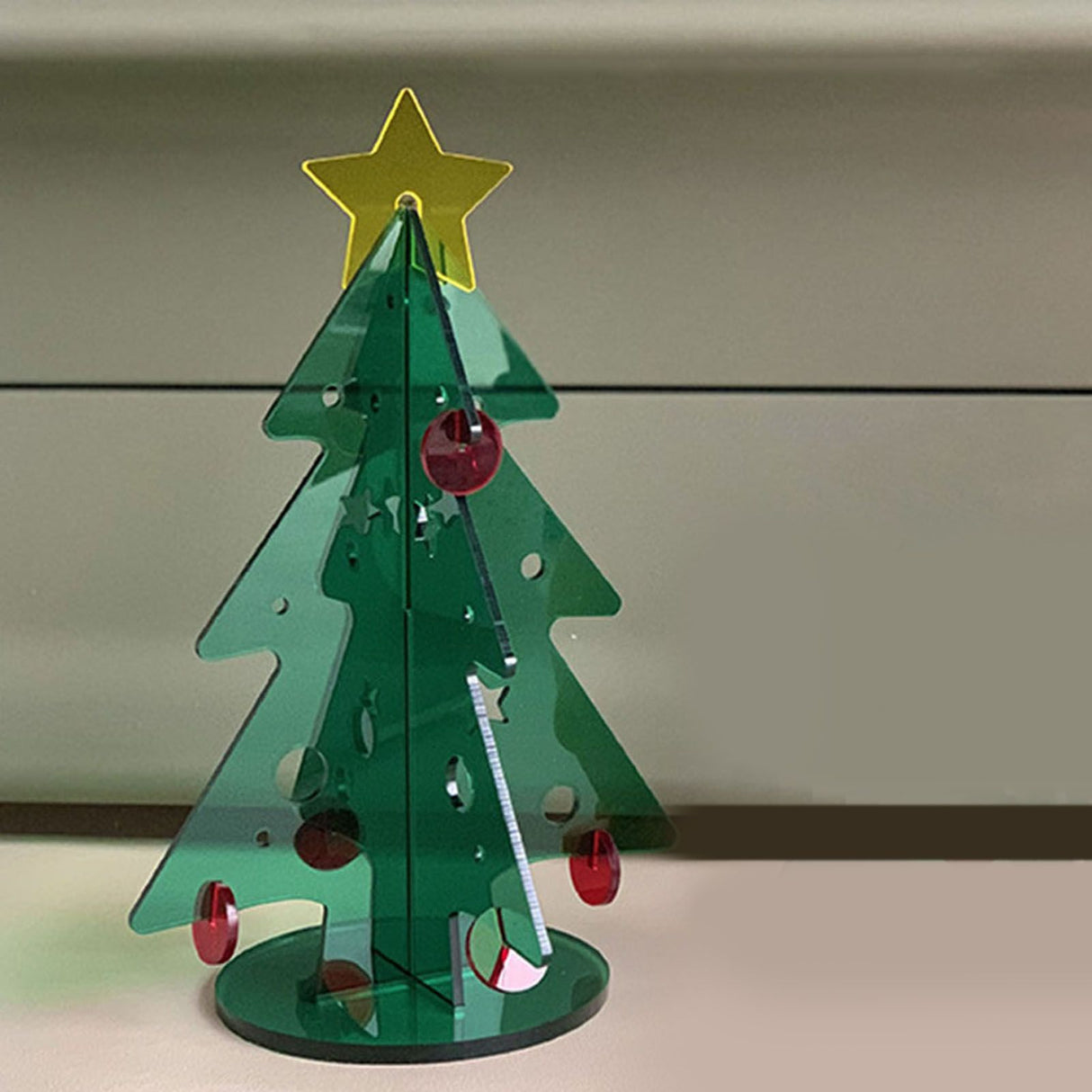 Acrylic Christmas Tree DIY Kit Mini Simple Installation Desktop Christmas Tree for Gift Decoration M 145x195mm