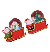 Santa Sleigh Ornament Crystal Globe Ball Light Resin Desktop Christmas Decoration with Battery For Gifts Home
