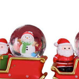 Santa Sleigh Ornament Crystal Globe Ball Light Resin Desktop Christmas Decoration with Battery For Gifts Home