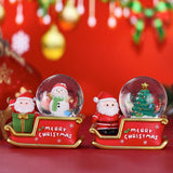 Santa Sleigh Ornament Crystal Globe Ball Light Resin Desktop Christmas Decoration with Battery For Gifts Home