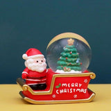 Santa Sleigh Ornament Crystal Globe Ball Light Resin Desktop Christmas Decoration with Battery For Gifts Home