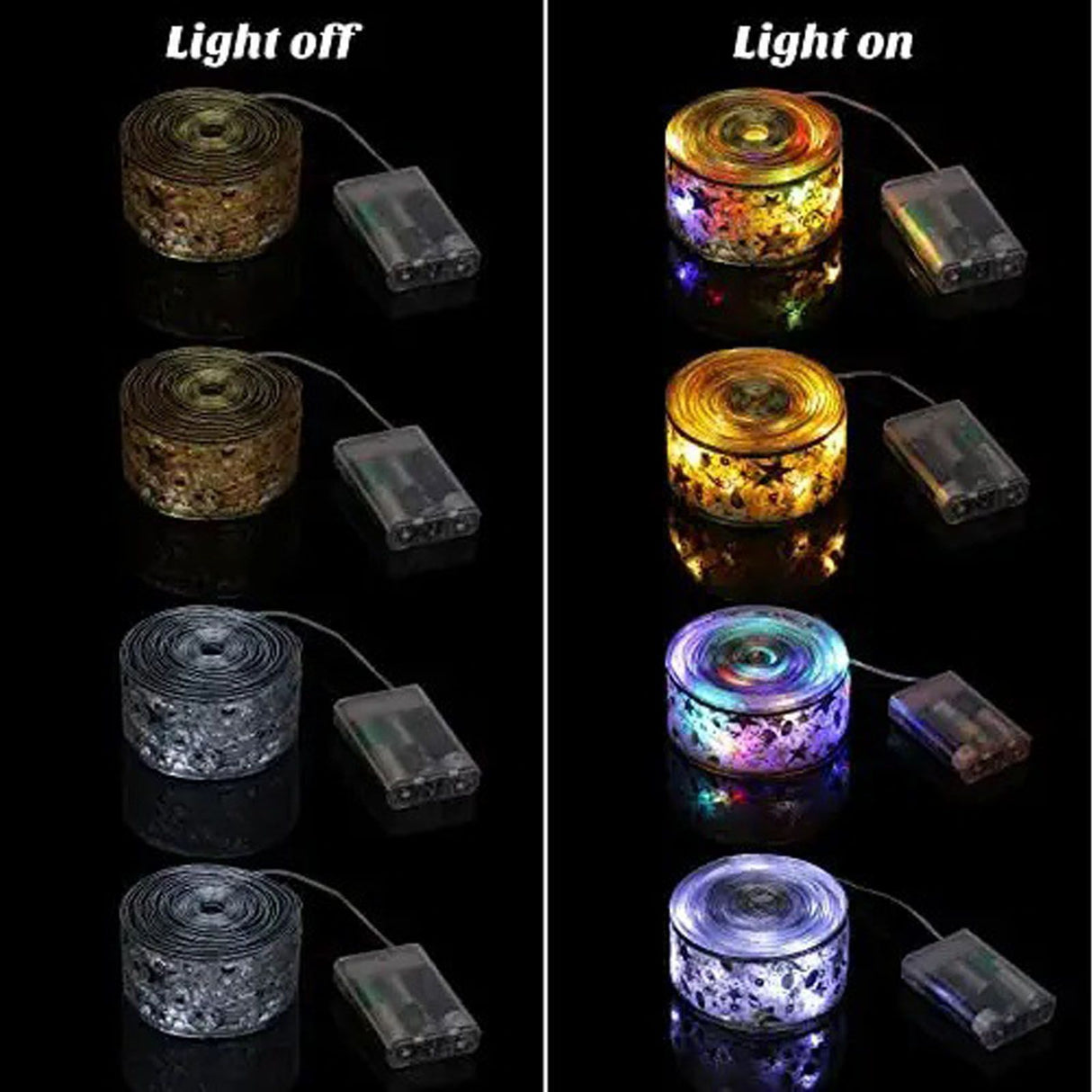 LED Christmas Ribbon Light 5cmx5m High Brightness Double Layer Gold Foiling Holiday Ribbon Light Color Light