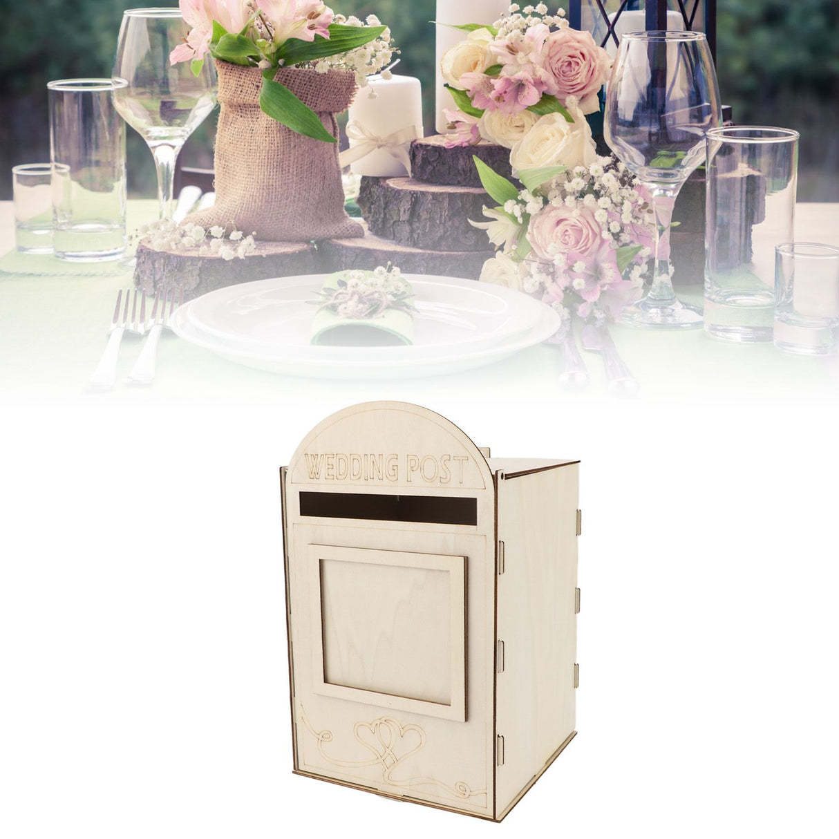 DIY Wooden Wedding Mailbox Post Box with Lock Key for Reception Wedding Anniversary Party Decoration JM01617