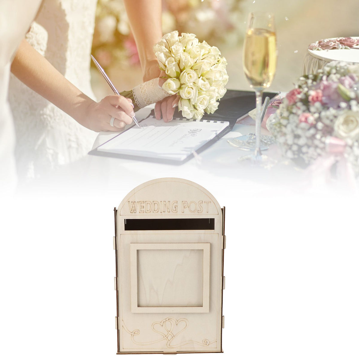 DIY Wooden Wedding Mailbox Post Box with Lock Key for Reception Wedding Anniversary Party Decoration JM01617