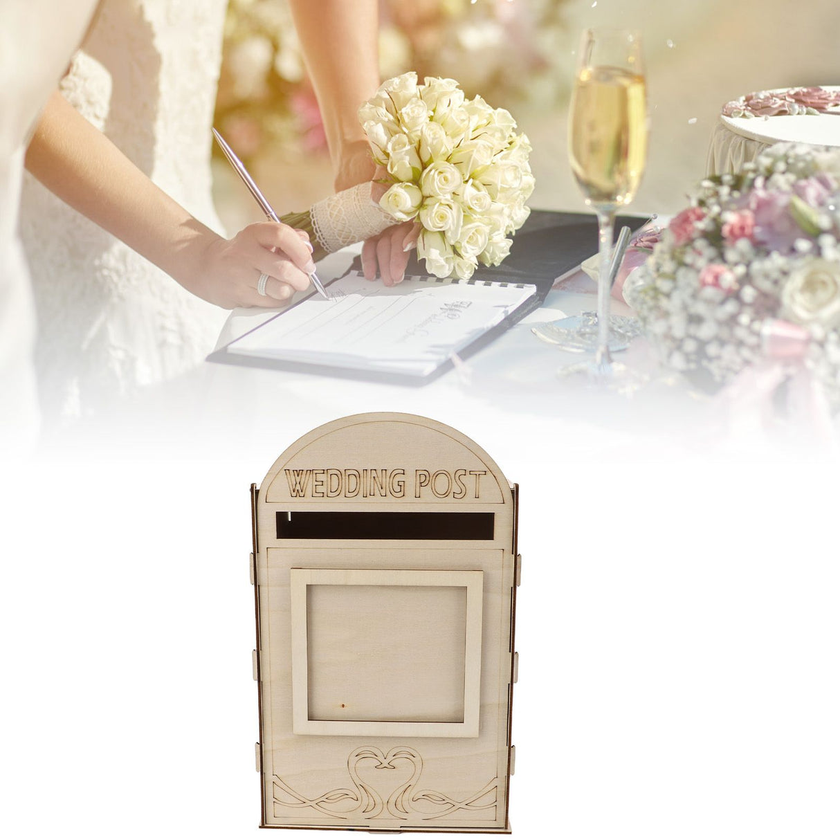 DIY Wooden Wedding Mailbox Post Box with Lock Key for Reception Wedding Anniversary Party Decoration JM01618