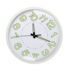 Silent Quartz Clock Plastic Wall Mounted Luminous Quiet for Living Room Bedroom 12in 30cm White Frame