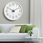 Silent Quartz Clock Plastic Wall Mounted Luminous Quiet for Living Room Bedroom 12in 30cm White Frame