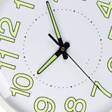 Silent Quartz Clock Plastic Wall Mounted Luminous Quiet for Living Room Bedroom 12in 30cm White Frame