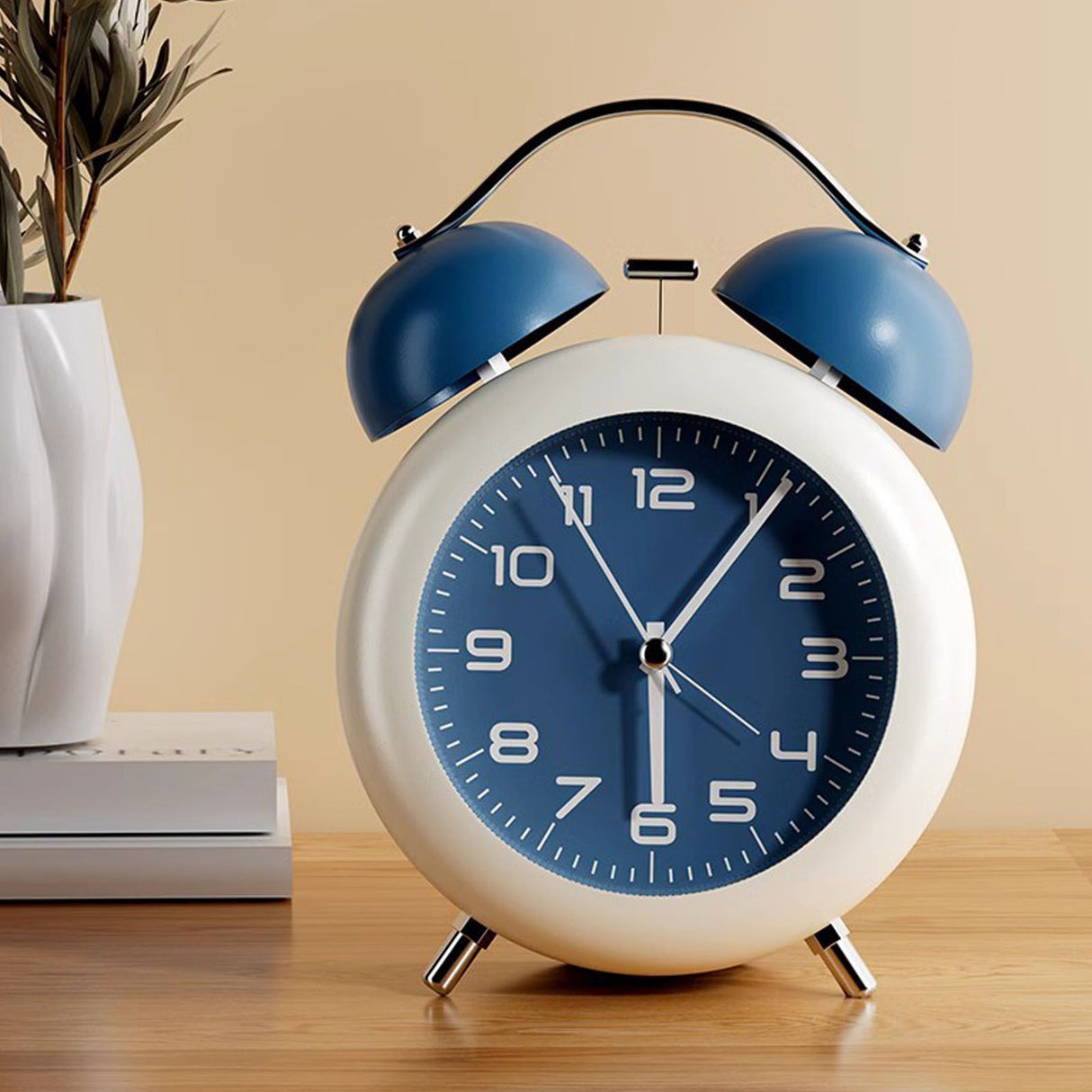 Twin Bell Alarm Clock for Kids ABS Battery Operated Cute Desktop Bedside Alarm Clock with Night Light for Bedroom Living Room Blue