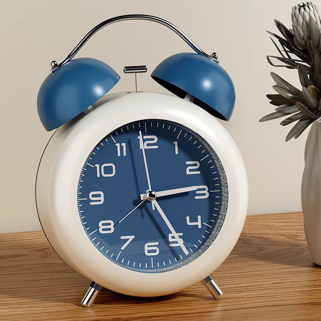 Twin Bell Alarm Clock for Kids ABS Battery Operated Cute Desktop Bedside Alarm Clock with Night Light for Bedroom Living Room Blue