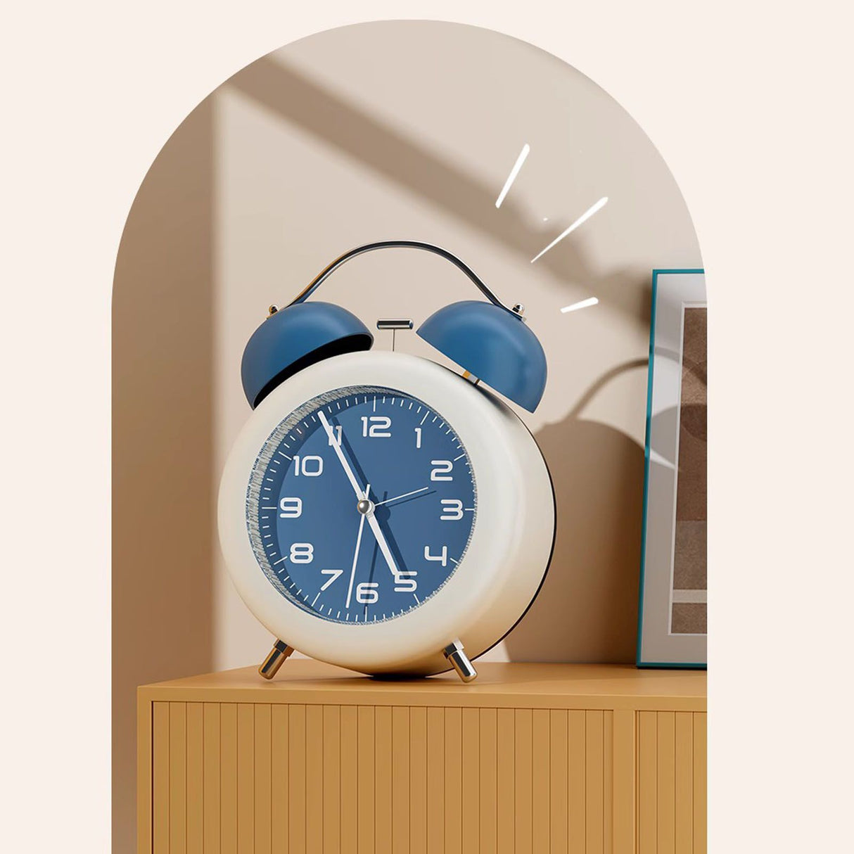 Twin Bell Alarm Clock for Kids ABS Battery Operated Cute Desktop Bedside Alarm Clock with Night Light for Bedroom Living Room Blue