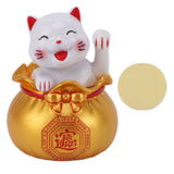 Solar Powered Lucky Cat Lucky Wealth Welcoming Cat Car Decor Desktop Cash Register Opening Decoration Small Eye Gold