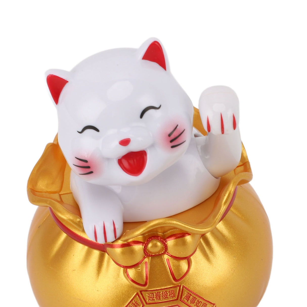 Solar Powered Lucky Cat Lucky Wealth Welcoming Cat Car Decor Desktop Cash Register Opening Decoration Small Eye Gold