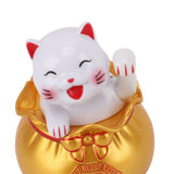 Solar Powered Lucky Cat Lucky Wealth Welcoming Cat Car Decor Desktop Cash Register Opening Decoration Small Eye Gold