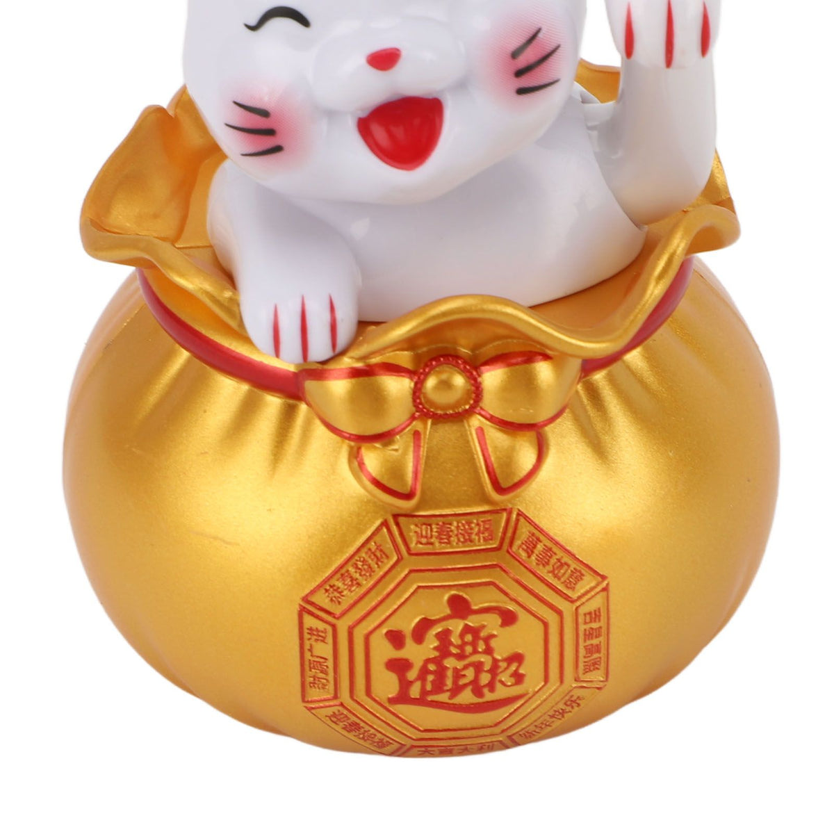 Solar Powered Lucky Cat Lucky Wealth Welcoming Cat Car Decor Desktop Cash Register Opening Decoration Small Eye Gold