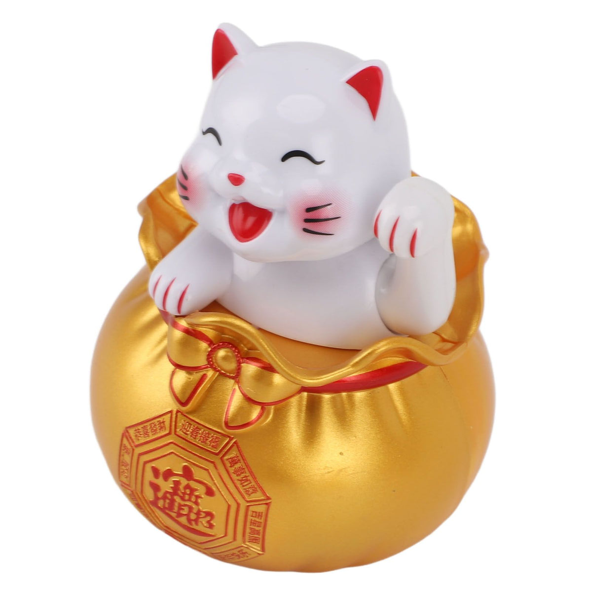 Solar Powered Lucky Cat Lucky Wealth Welcoming Cat Car Decor Desktop Cash Register Opening Decoration Small Eye Gold