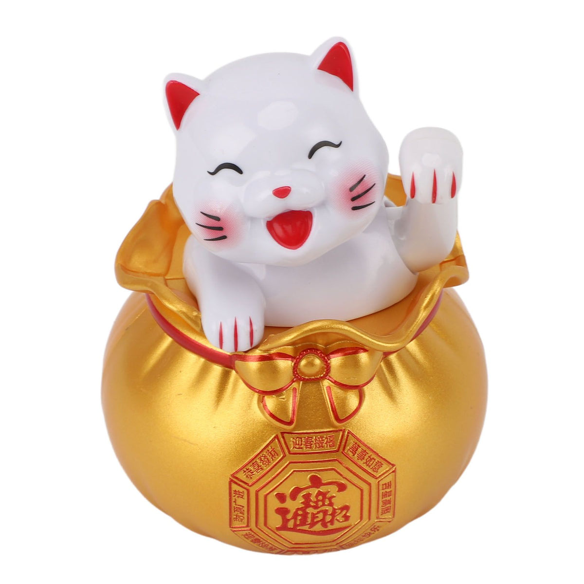 Solar Powered Lucky Cat Lucky Wealth Welcoming Cat Car Decor Desktop Cash Register Opening Decoration Small Eye Gold