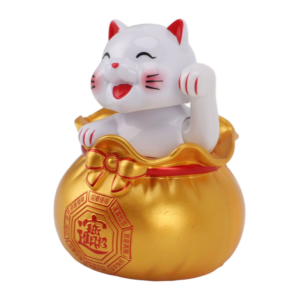Solar Powered Lucky Cat Lucky Wealth Welcoming Cat Car Decor Desktop Cash Register Opening Decoration Small Eye Gold