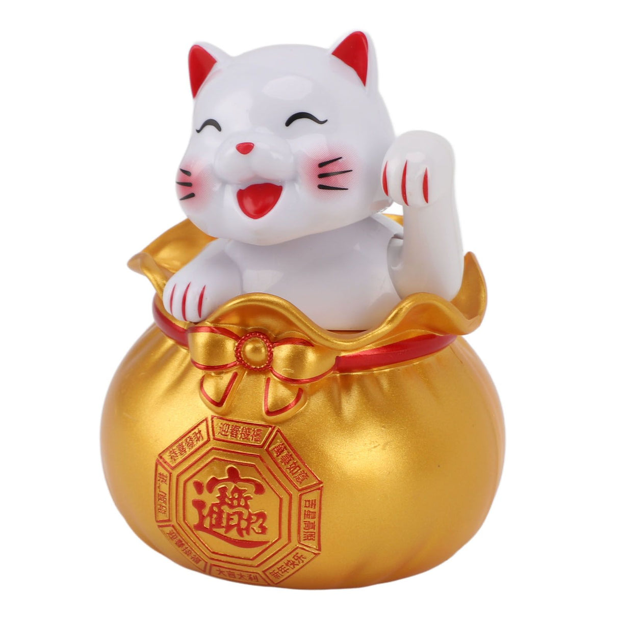 Solar Powered Lucky Cat Lucky Wealth Welcoming Cat Car Decor Desktop Cash Register Opening Decoration Small Eye Gold