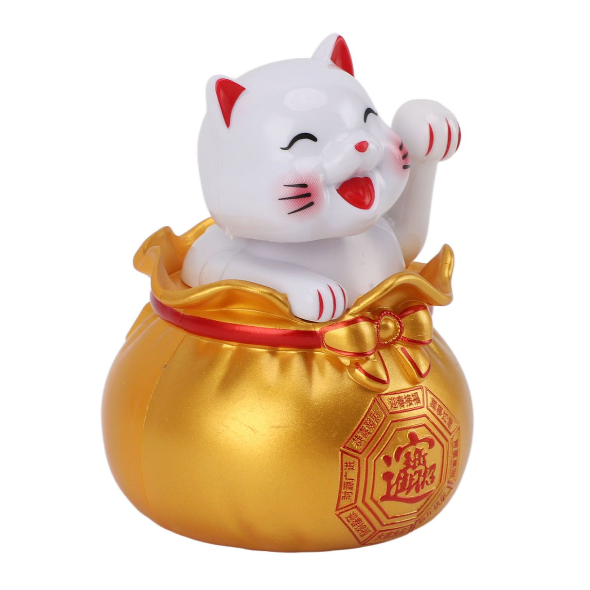 Solar Powered Lucky Cat Lucky Wealth Welcoming Cat Car Decor Desktop Cash Register Opening Decoration Small Eye Gold