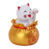 Solar Powered Lucky Cat Lucky Wealth Welcoming Cat Car Decor Desktop Cash Register Opening Decoration Small Eye Gold - Extra Image