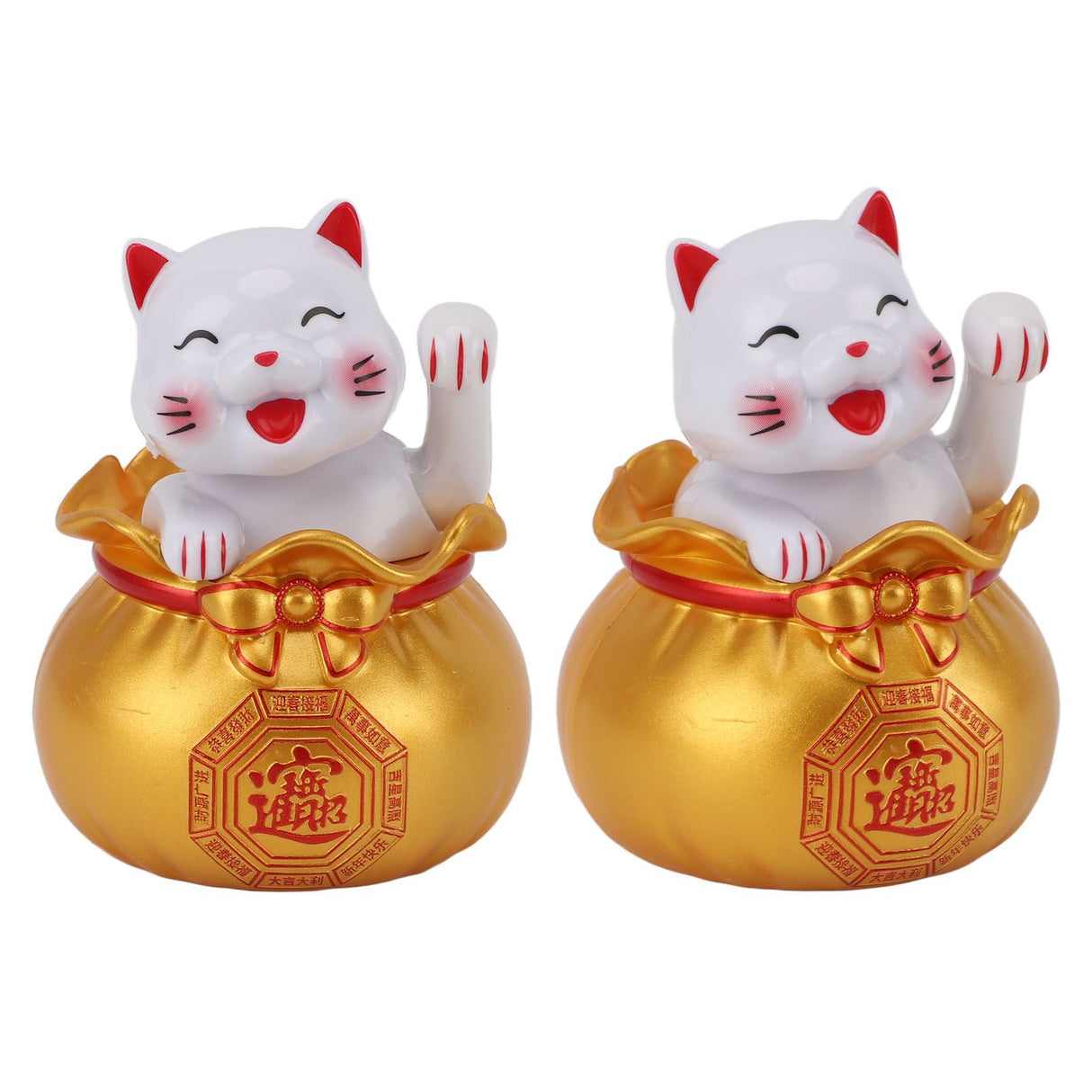Solar Powered Lucky Cat Lucky Wealth Welcoming Cat Car Decor Desktop Cash Register Opening Decoration Small Eye Gold