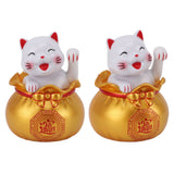 Solar Powered Lucky Cat Lucky Wealth Welcoming Cat Car Decor Desktop Cash Register Opening Decoration Small Eye Gold