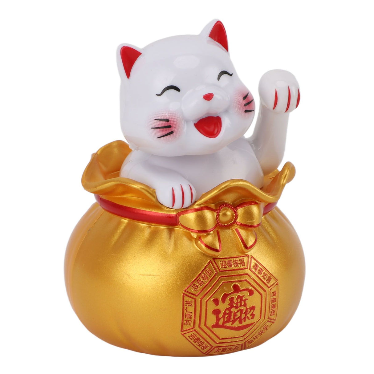 Solar Powered Lucky Cat Lucky Wealth Welcoming Cat Car Decor Desktop Cash Register Opening Decoration Small Eye Gold