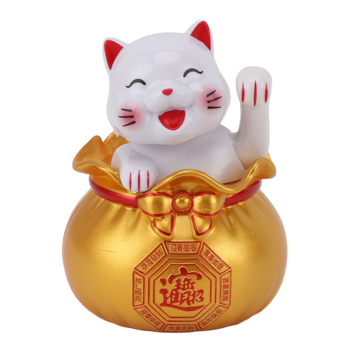 Solar Powered Lucky Cat Lucky Wealth Welcoming Cat Car Decor Desktop Cash Register Opening Decoration Small Eye Gold