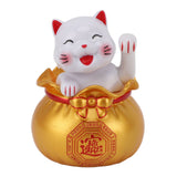 Solar Powered Lucky Cat Lucky Wealth Welcoming Cat Car Decor Desktop Cash Register Opening Decoration Small Eye Gold
