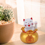 Solar Powered Lucky Cat Lucky Wealth Welcoming Cat Car Decor Desktop Cash Register Opening Decoration Small Eye Gold