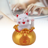 Solar Powered Lucky Cat Lucky Wealth Welcoming Cat Car Decor Desktop Cash Register Opening Decoration Small Eye Gold - Extra Image
