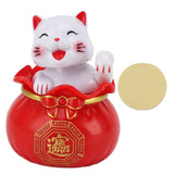 Solar Powered Lucky Cat Lucky Wealth Welcoming Cat Car Decor Desktop Cash Register Opening Decoration Small Eye Red