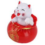 Solar Powered Lucky Cat Lucky Wealth Welcoming Cat Car Decor Desktop Cash Register Opening Decoration Small Eye Red