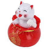 Solar Powered Lucky Cat Lucky Wealth Welcoming Cat Car Decor Desktop Cash Register Opening Decoration Small Eye Red - 45-Degree Angle