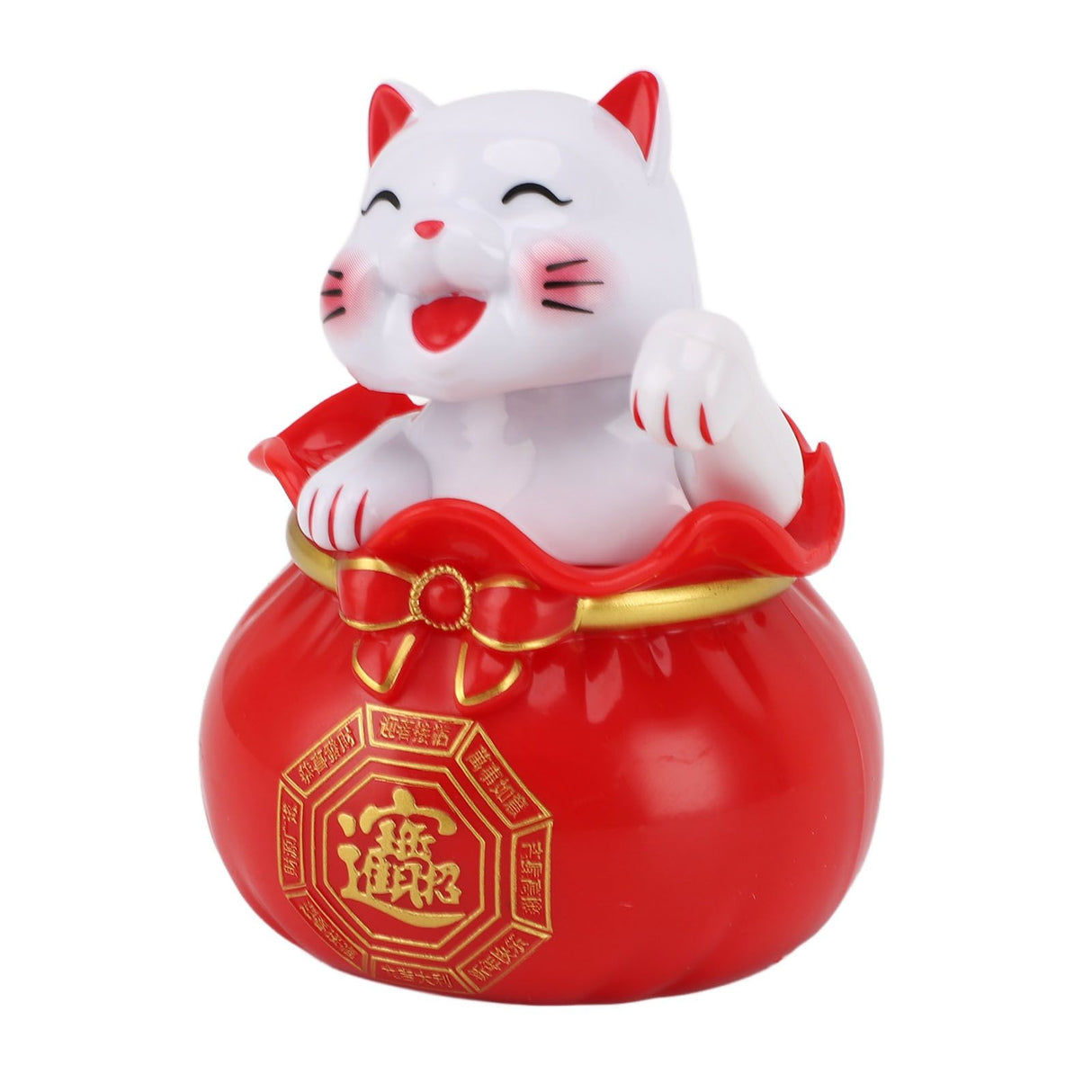 Solar Powered Lucky Cat Lucky Wealth Welcoming Cat Car Decor Desktop Cash Register Opening Decoration Small Eye Red