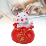 Solar Powered Lucky Cat Lucky Wealth Welcoming Cat Car Decor Desktop Cash Register Opening Decoration Small Eye Red - Extra Image