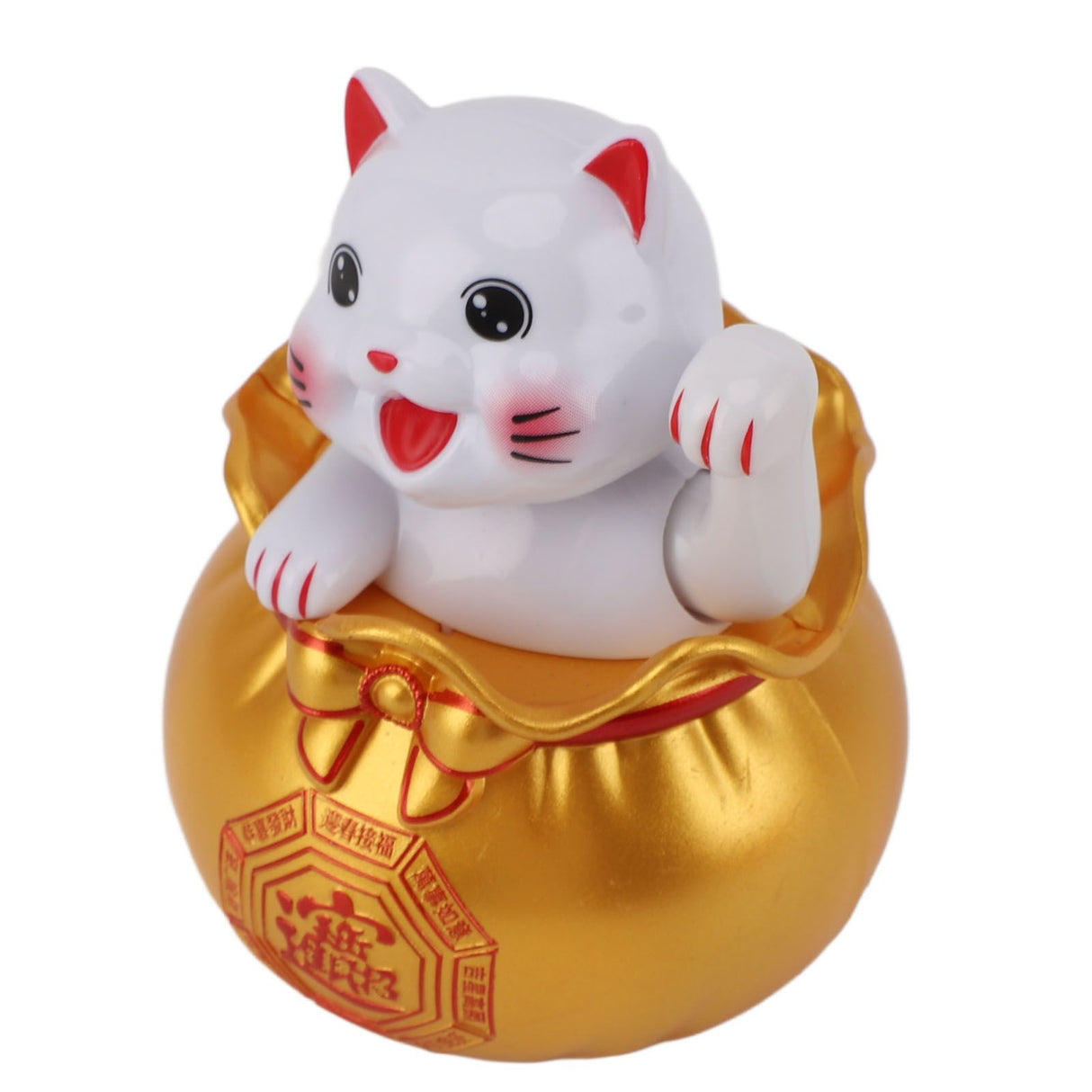 Solar Powered Lucky Cat Lucky Wealth Welcoming Cat Car Decor Desktop Cash Register Opening Decoration Big Eye Gold