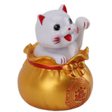 Solar Powered Lucky Cat Lucky Wealth Welcoming Cat Car Decor Desktop Cash Register Opening Decoration Big Eye Gold - Side View