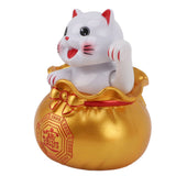 Solar Powered Lucky Cat Lucky Wealth Welcoming Cat Car Decor Desktop Cash Register Opening Decoration Big Eye Gold