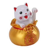 Solar Powered Lucky Cat Lucky Wealth Welcoming Cat Car Decor Desktop Cash Register Opening Decoration Big Eye Gold
