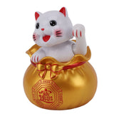 Solar Powered Lucky Cat Lucky Wealth Welcoming Cat Car Decor Desktop Cash Register Opening Decoration Big Eye Gold - Low Angle