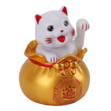 Solar Powered Lucky Cat Lucky Wealth Welcoming Cat Car Decor Desktop Cash Register Opening Decoration Big Eye Gold - Extra Image