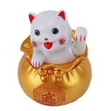 Solar Powered Lucky Cat Lucky Wealth Welcoming Cat Car Decor Desktop Cash Register Opening Decoration Big Eye Gold